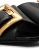 BALMAIN BALMAIN Black Anthem Flat Calfskin Leather Sandals - 4