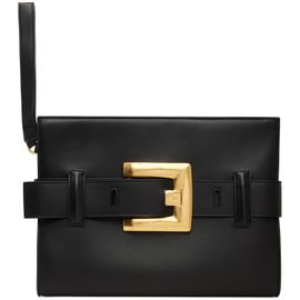 BALMAIN BALMAIN Black Anthem Smooth Leather Clutch