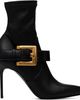 BALMAIN BALMAIN Black Anthem Stretch Leather Ankle Boots - 1