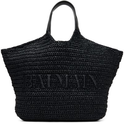 BALMAIN BALMAIN Black 'BALMAIN' Crochet Tote