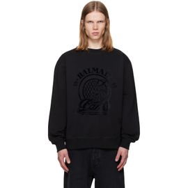 BALMAIN BALMAIN Black 'Balmain' Quilted Flock Sweatshirt
