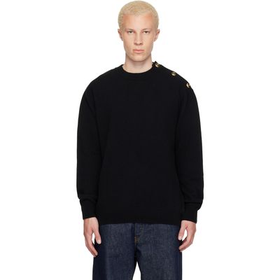 BALMAIN BALMAIN Black Buttoned Eco-Cashmere Knit Sweater