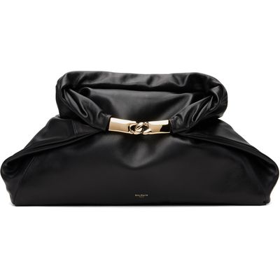 BALMAIN BALMAIN Black 'Dinner At 8' Medium Smooth Leather Clutch