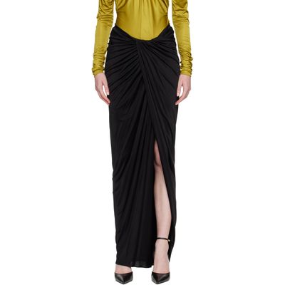 BALMAIN BALMAIN Black Draped Slit Maxi Skirt