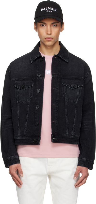 BALMAIN BALMAIN Black Faded Denim Jacket