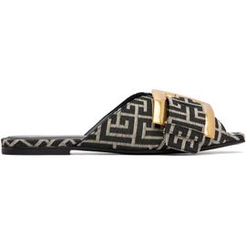 BALMAIN BALMAIN Black Flat Monogram Jacquard Anthem Sandals