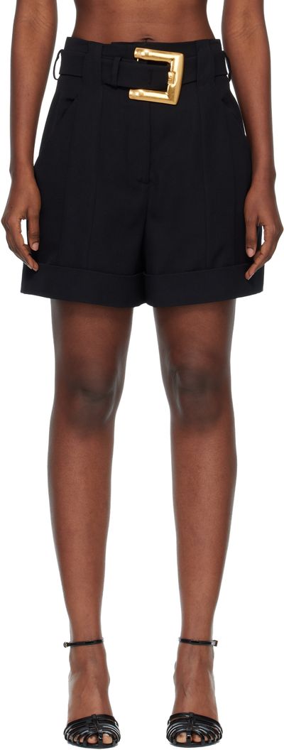 BALMAIN BALMAIN Black Grain De Poudre Belt Shorts