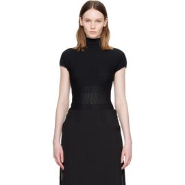 BALMAIN BALMAIN Black High Collar Knit Bodysuit