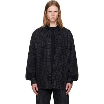 BALMAIN BALMAIN Black Monogram Denim Overshirt