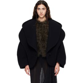 BALMAIN BALMAIN Black Oversized Wool Hood Pea Coat