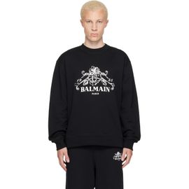 BALMAIN BALMAIN Black Printed 'Balmain Vine' Sweatshirt