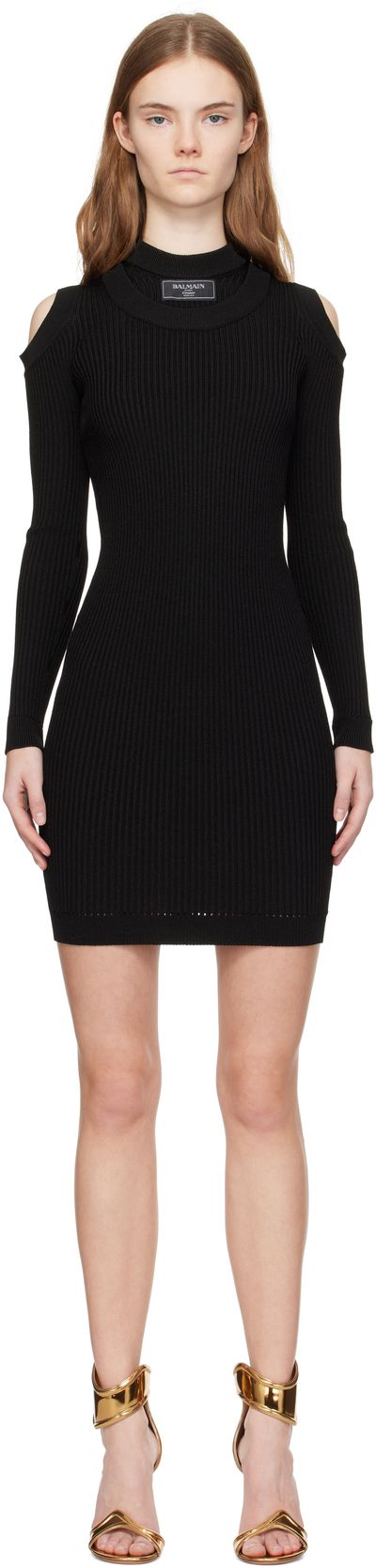 BALMAIN BALMAIN Black Shoulder Cut Mini Dress