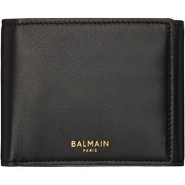 BALMAIN BALMAIN Black Smooth Leather Trifold Wallet