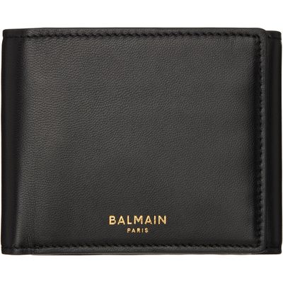 BALMAIN BALMAIN Black Smooth Leather Trifold Wallet