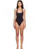 BALMAIN BALMAIN Black Studded Logo Halter Swimsuit - 1