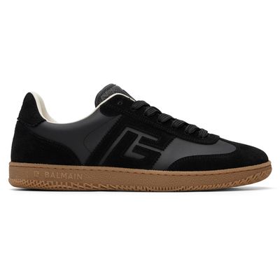 BALMAIN BALMAIN Black Suede & Smooth Leather 'Balmain Swan' Sneakers