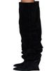 BALMAIN BALMAIN Black Suede Leather Wedge Thigh-High Boots - 3