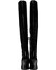 BALMAIN BALMAIN Black Thigh-High Crinkled Patent Leather Wedge Boots - 2