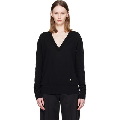 BALMAIN BALMAIN Black V-Neck Light Sweater