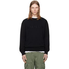 BALMAIN BALMAIN Black Vintage Embroidered Cotton Sweater