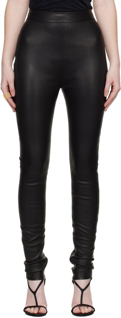 BALMAIN BALMAIN Black Zipped Lambskin Leggings