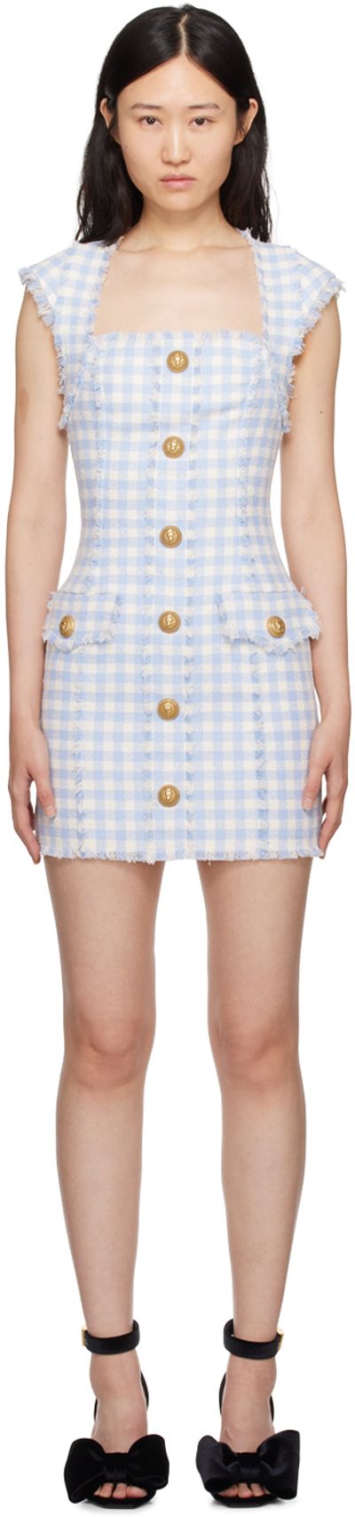 balmain blue and white dress Balmain