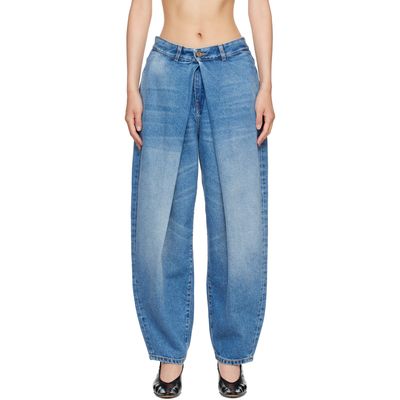 Balmain Blue Barrel-Leg Denim Jeans