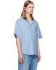 BALMAIN BALMAIN Blue Herringbone Poplin Short Sleeve Shirt - 2