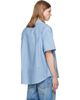BALMAIN BALMAIN Blue Herringbone Poplin Short Sleeve Shirt - 3
