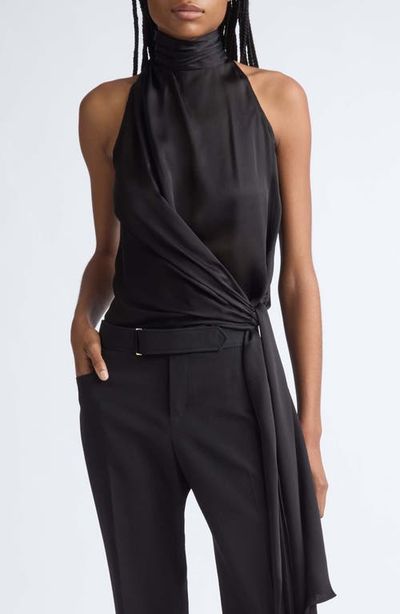 Balmain Balmain Bow Detail Silk Halterneck Shell