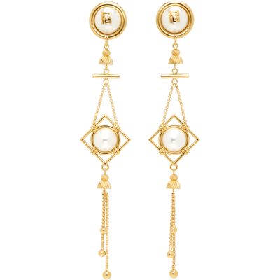 BALMAIN BALMAIN Brass & Faux-Pearl Pendant Earrings