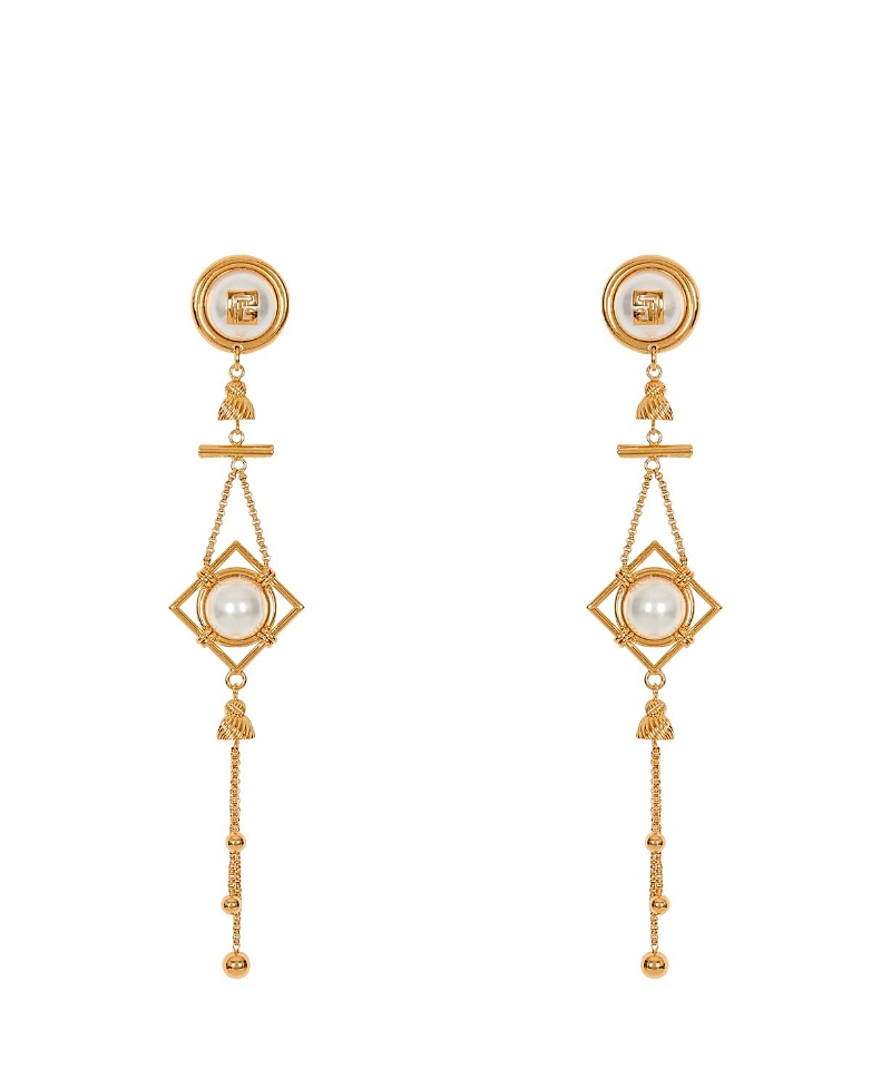 Balmain Balmain Brass and Pearl Pendant Earrings