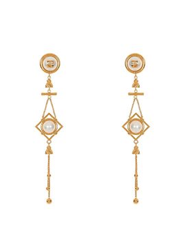 Balmain Balmain Brass and Pearl Pendant Earrings
