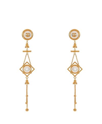 Balmain Balmain Brass and Pearl Pendant Earrings