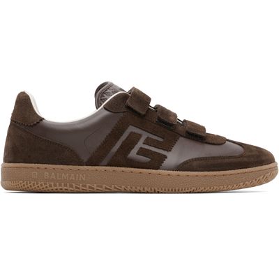 BALMAIN BALMAIN Brown 'Balmain Swan' Suede Sneakers