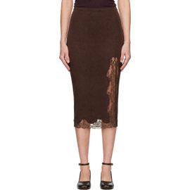 BALMAIN BALMAIN Brown Knit Slit Midi Skirt