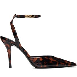 BALMAIN BALMAIN Brown Printed Patent Leather Strappy Heels