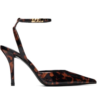 BALMAIN BALMAIN Brown Printed Patent Leather Strappy Heels