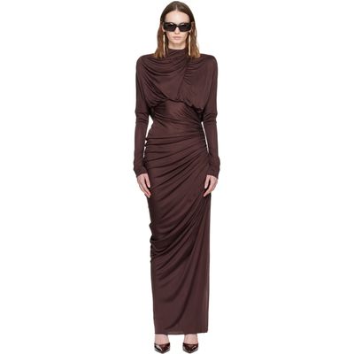 BALMAIN BALMAIN Burgundy Long Flowing Jersey Maxi Dress