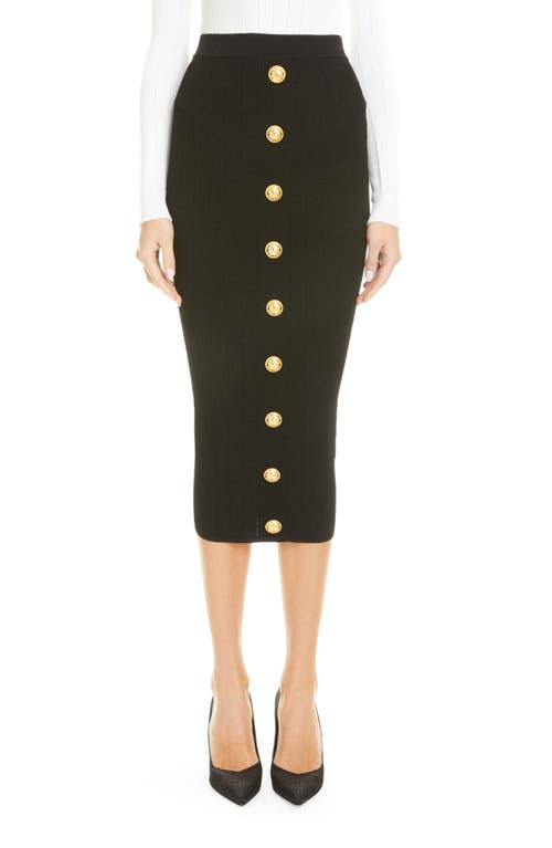 Balmain Balmain Button Front Rib Midi Skirt