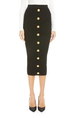 Balmain Balmain Button Front Rib Midi Skirt