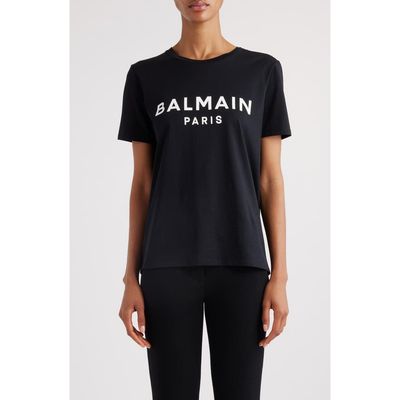 Balmain Balmain Button Shoulder Cotton Logo Graphic T-Shirt