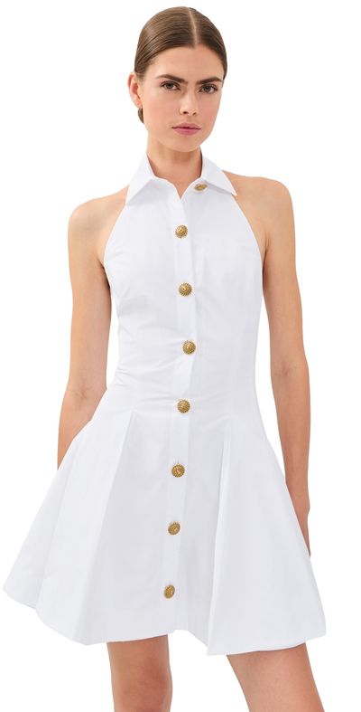 Balmain Balmain Buttoned Poplin Mini Dress Blanc Optique