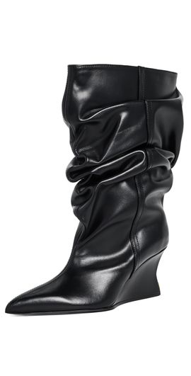 Balmain Balmain Calfskin Ankle Wedge Boots Noir