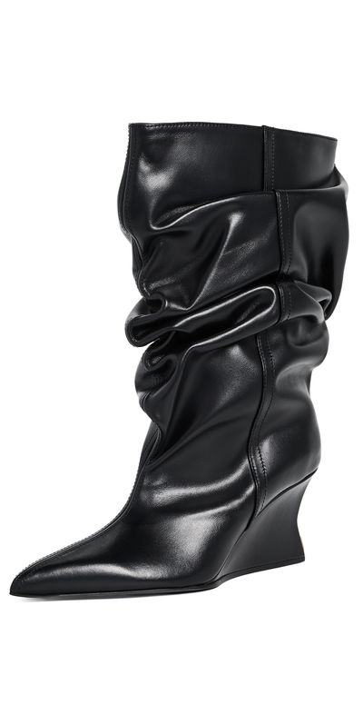 Balmain Balmain Calfskin Ankle Wedge Boots Noir