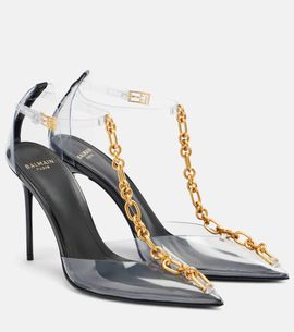 Balmain Balmain Chain-detail PVC slingback pumps