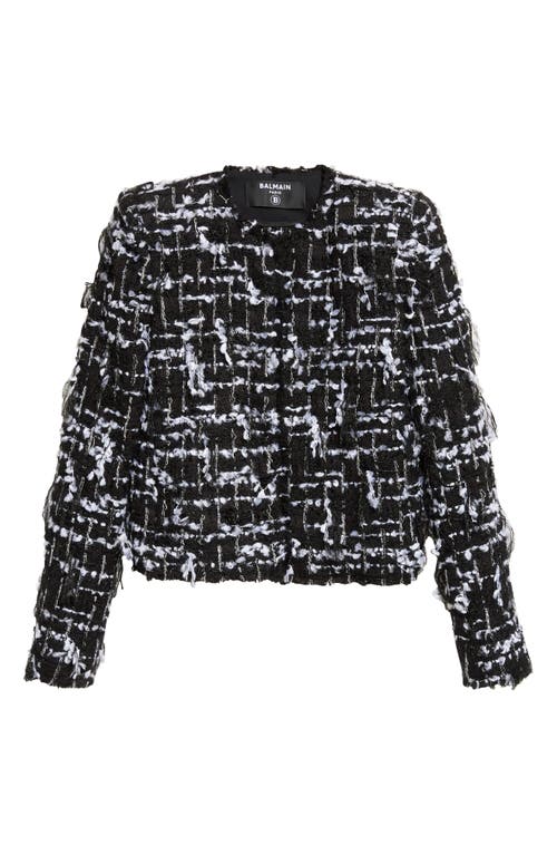 Balmain Balmain Check Fringe Tweed Crop Jacket