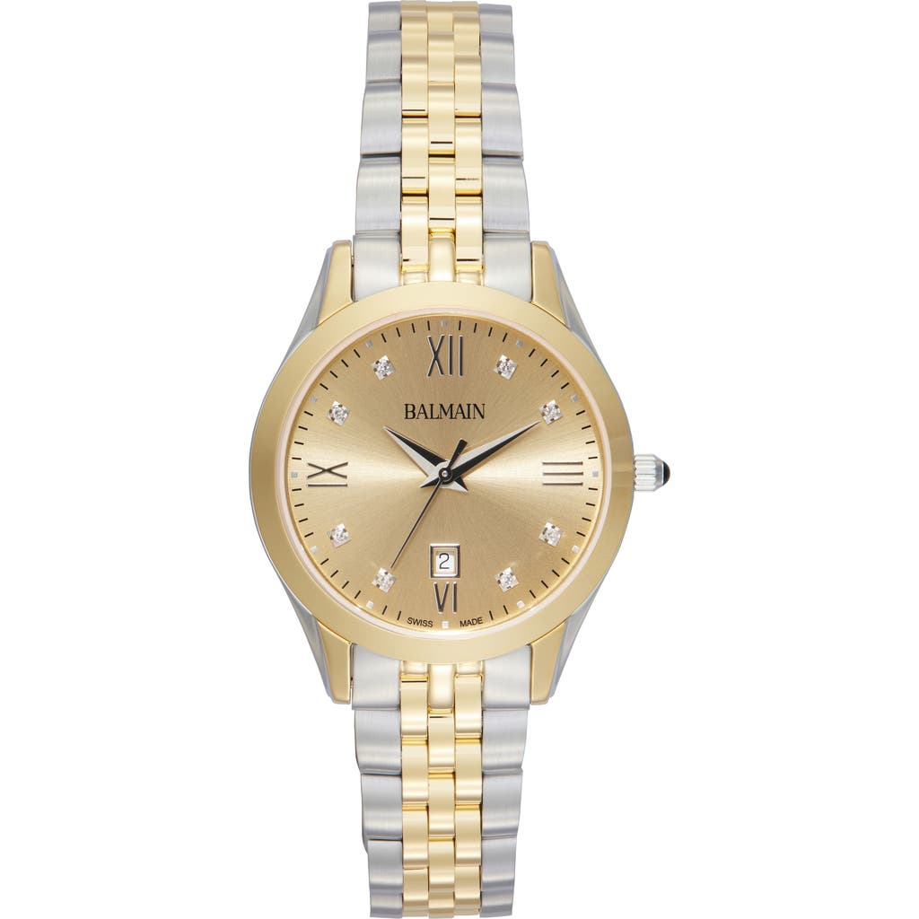 Balmain Balmain Classic R Diamond Two-Tone Bracelet Watch, 30mm