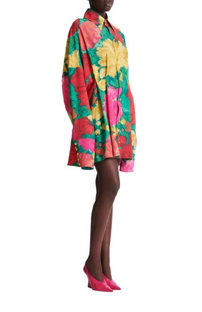 Balmain Balmain Crepe shirt dress with roses print