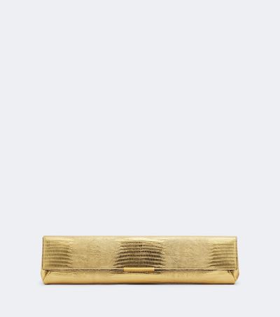 Balmain Balmain Croc-effect metallic leather clutch